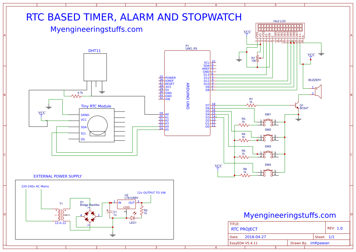 Arduino Digital Analogue Rally Timer Digital Clock with Timer, Stop Watch and Alarm using Arduino UNO ...